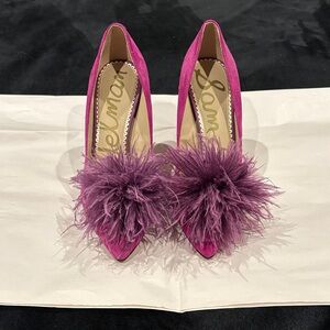 Sam Edelman Fuchsia Feathered Heels